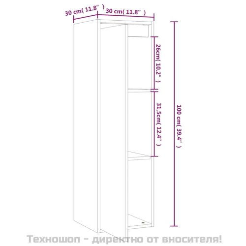 Стенни шкафове, 2 бр, сиви, 30x30x100 см, бор масив