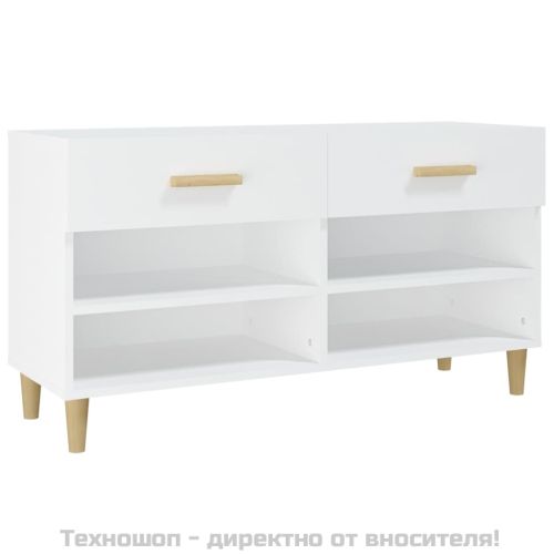 Шкаф за обувки, бял, 102x35x55 см, инженерно дърво