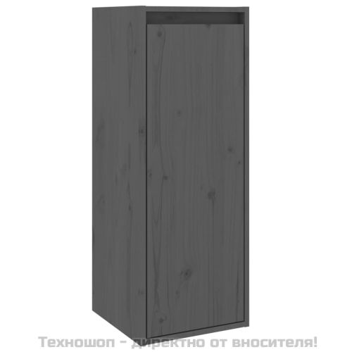 Стенен шкаф, сив, 30x30x80 см, борово дърво масив