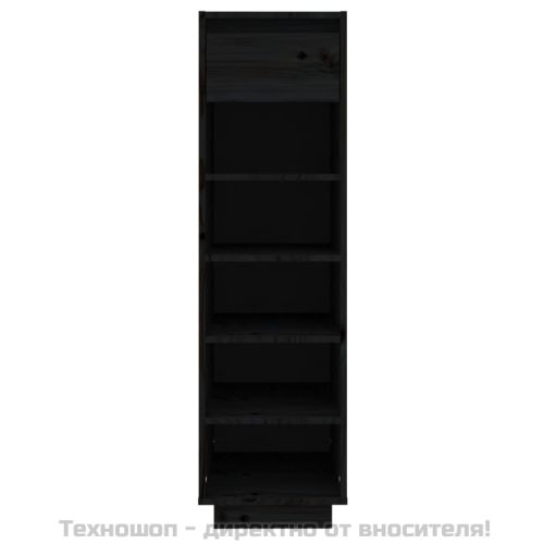 Шкаф за обувки, черен, 34x30x105 см, бор масив