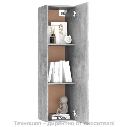 ТВ шкаф, бетонно сив, 30,5x30x110 см, инженерно дърво