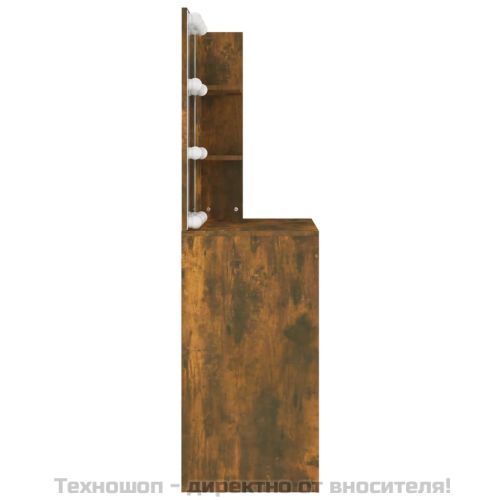 Тоалетка с LED, опушен дъб, 74,5x40x141 см