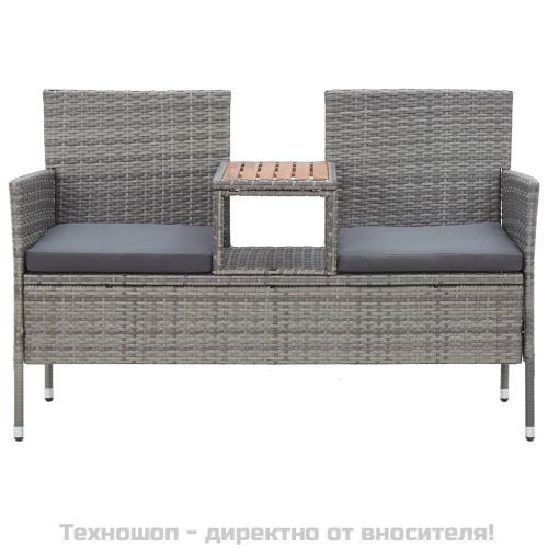 2-местна градинска пейка с маса за чай 143 см полиратан сива