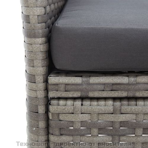 2-местна градинска пейка с маса за чай 143 см полиратан сива