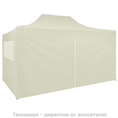 Сгъваема парти шатра с 4 странични стени 3х4 м стомана кремава