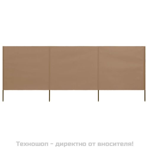 Параван против вятър от 3 панела, текстил, 400x80 см, таупе