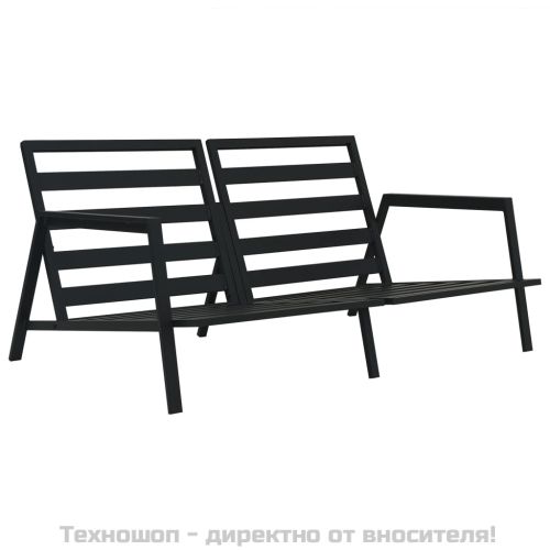 Градински комплект с възглавници, 4 части, алуминий, тъмносив