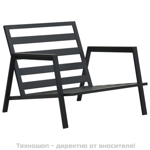 Градински комплект с възглавници, 4 части, алуминий, тъмносив
