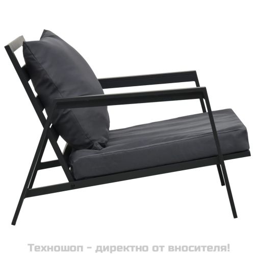 Градински комплект с възглавници, 4 части, алуминий, тъмносив