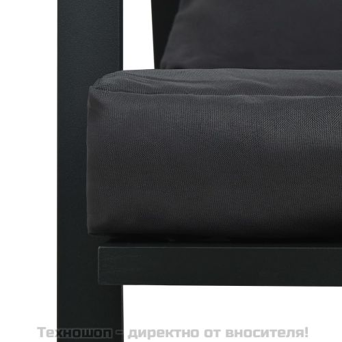 Градински комплект с възглавници, 4 части, алуминий, тъмносив