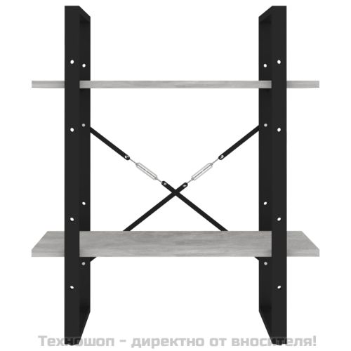 2-етажна библиотека, бетонно сив, 60x30x70 см, инженерно дърво