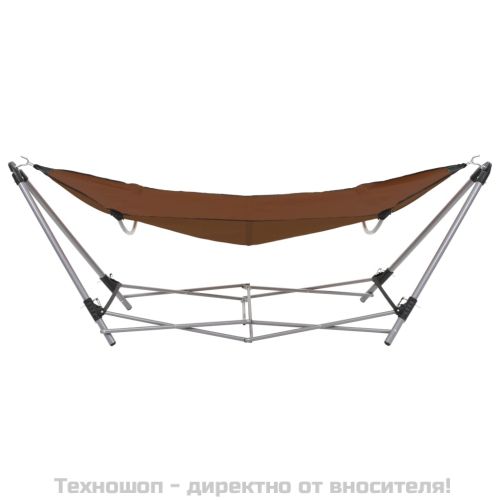 Хамак със сгъваема стойка, кафяв