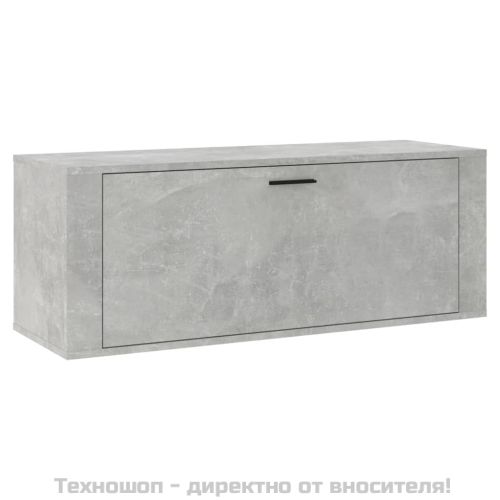 Шкаф за обувки, бетонно сив, 100x35x38 см, инженерно дърво