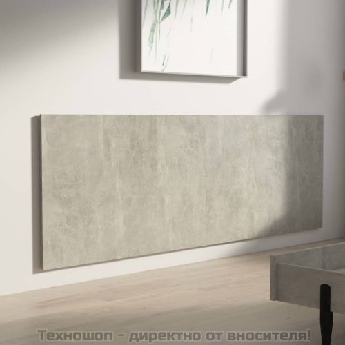 Стенна табла за легло бетонно сив 240x1,5x80 см инженерно дърво