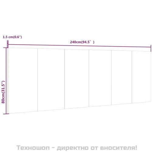 Стенна табла за легло бетонно сив 240x1,5x80 см инженерно дърво