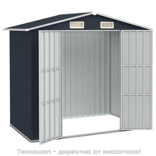 Градинска барака, антрацит, 205x129x183 см, поцинкована стомана