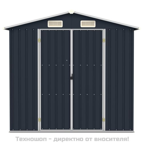 Градинска барака, антрацит, 205x129x183 см, поцинкована стомана