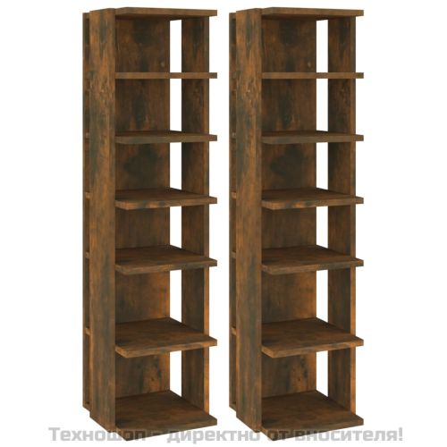 Шкафове за обувки 2 бр опушен дъб 25x27x102 см инженерно дърво