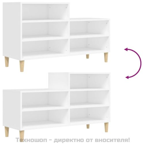 Шкаф за обувки, бял, 102x36x60 см, инженерно дърво