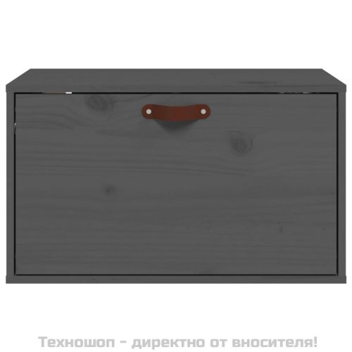 Стенен шкаф, сив, 60x30x35 см, борово дърво масив