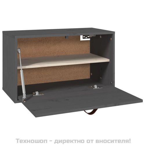 Стенен шкаф, сив, 60x30x35 см, борово дърво масив