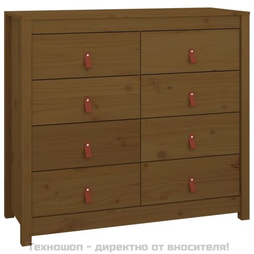 Страничен шкаф, меденокафяв, 100x40x90 см, борово дърво масив