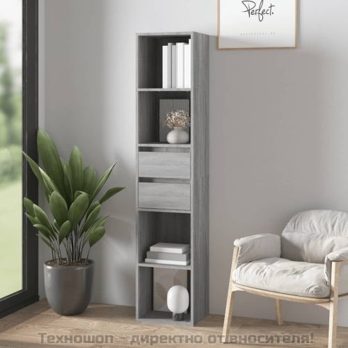 Библиотека, сив сонома, 36x30x171 см, инженерно дърво