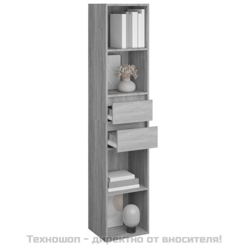 Библиотека, сив сонома, 36x30x171 см, инженерно дърво