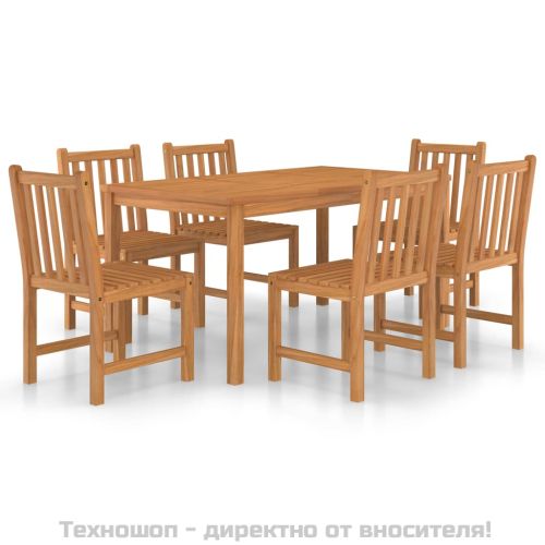 Градински комплект за хранене, 7 части, 150x90 см, масивно тиково дърво