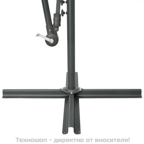 Конзолен градински чадър с LED и стоманен стълб 300 см лазурно