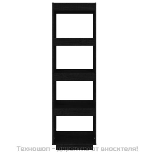 Библиотека/разделител за стая черна 40x35x135 см бор масив