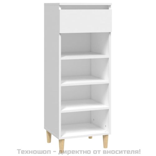 Шкаф за обувки, бял, 40x36x105 см, инженерно дърво