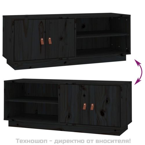 ТВ шкаф, черен, 105x34x40 см, бор масив