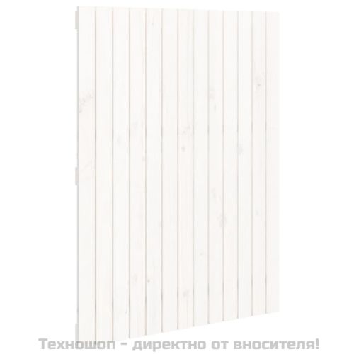 Стенна табла за спалня бяла 82,5x3x110 см борово дърво масив