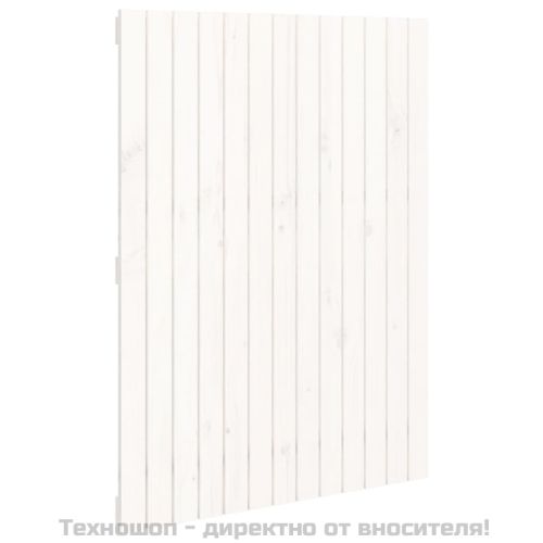 Стенна табла за спалня бяла 82,5x3x110 см борово дърво масив