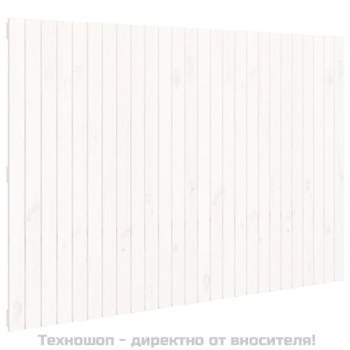Стенна табла за спалня бяла 166x3x110 см борово дърво масив