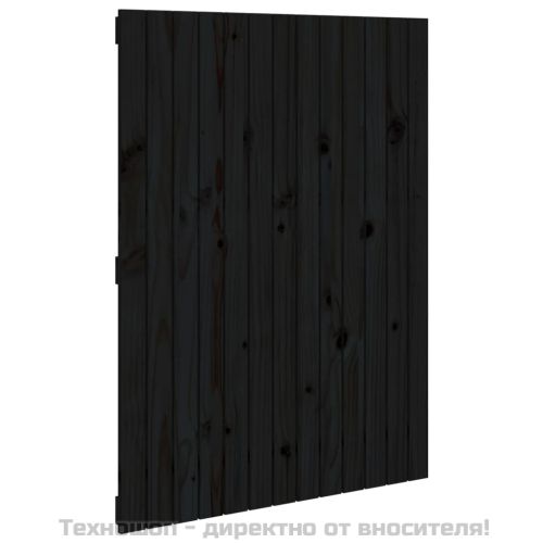 Стенна табла за спалня, черна, 82,5x3x110см, борово дърво масив