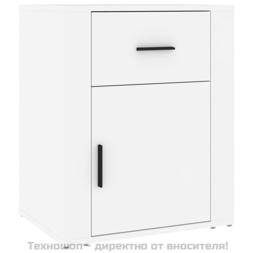 Нощно шкафче, бяло, 50x36x60 см, инженерно дърво