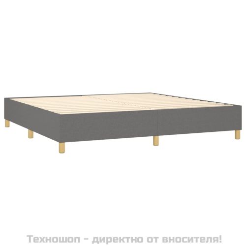 Боксспринг легло с матрак, тъмносиво, 200x200 см, плат