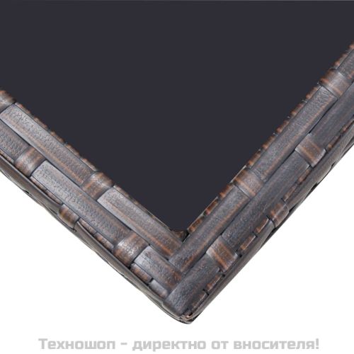 Градински комплект с възглавници, 5 части, кафяв полиратан