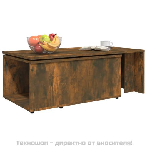 Кафе маса, опушен дъб, 150x50x35 см, инженерно дърво