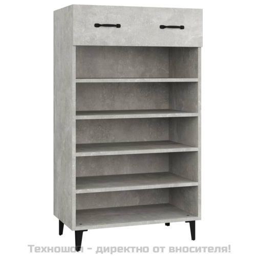 Шкаф за обувки, бетонно сив, 60x35x105 см, инженерно дърво