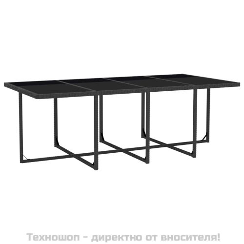 Градински комплект с възглавници, 13 части, черен полиратан