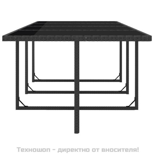 Градински комплект с възглавници, 13 части, черен полиратан