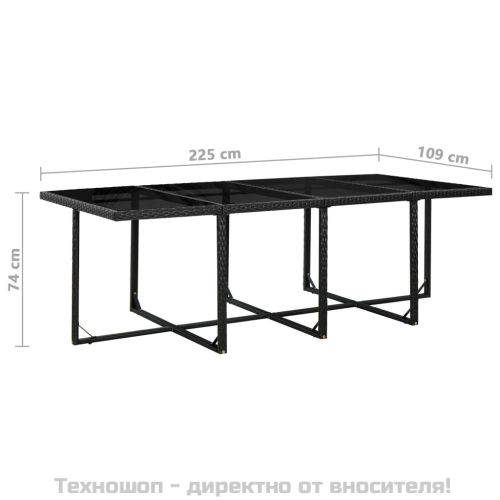Градински комплект с възглавници, 13 части, черен полиратан