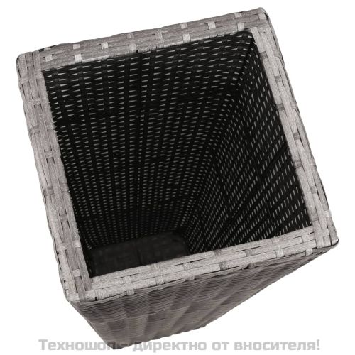 Градински повдигнати лехи, 3 бр, полиратан, сиви