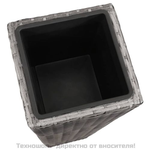 Градински повдигнати лехи, 3 бр, полиратан, сиви