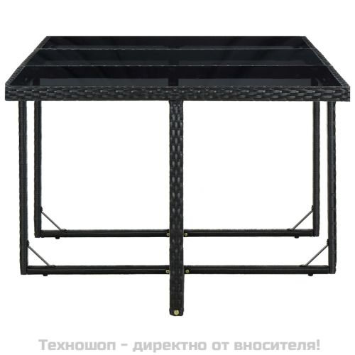 Градински комплект с възглавници, 11 части, черен полиратан