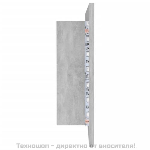 LED шкаф с огледало за баня, бетонно сив, 90x12x45 см, акрил