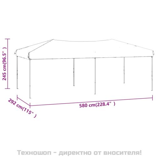 Сгъваема парти шатра със странични стени, червена, 3x6 м